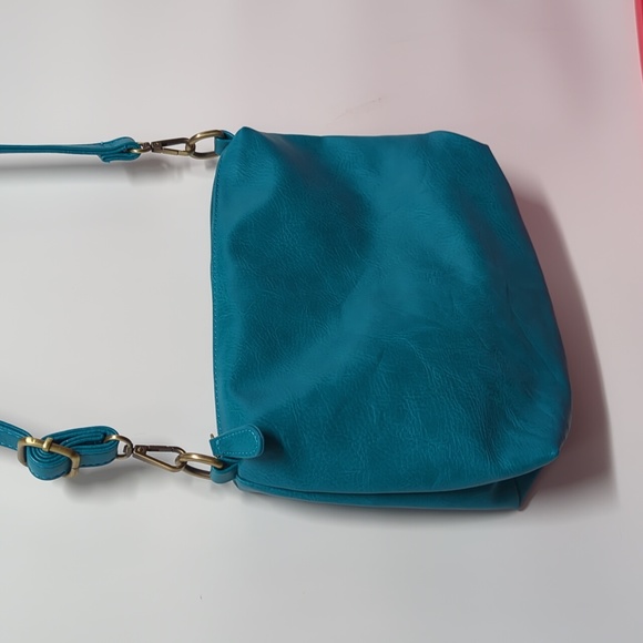 Turquoise Faux Leather Crossbody Bag - Picture 2 of 7